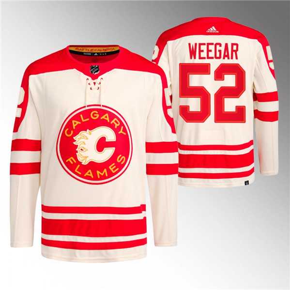 Men's Calgary Flames #52 MacKenzie Weegar 2023 Cream Classic Primegreen Stitched Jersey Dzhi
